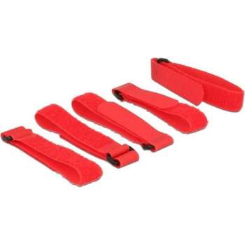 Kabelbinder Delock klittenband 300mm 5Stk m. Schl. rood