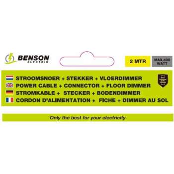 Benson Stroomsnoer met Stekker & Vloerdimmer - Wit - 2 meter