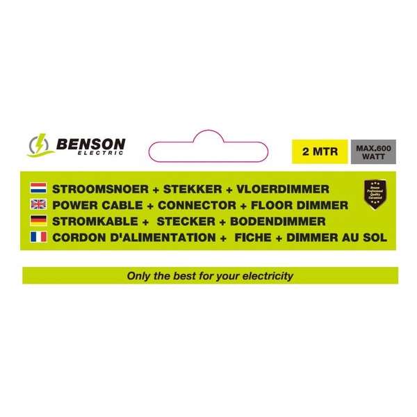 Benson Stroomsnoer met Stekker & Vloerdimmer - Wit - 2 meter