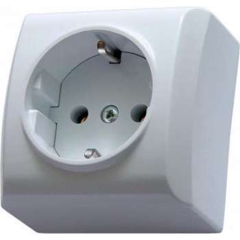 OSPEL Bis Single Socket Opbouw Stopcontact | Wit | 60x38x60 mm (lxbxh)