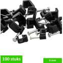 TQ4U kabelclip / spijkerclip plat | voor kabel tot 6 mm breed | kunststof | met stalen nagel 17 mm | zwart | 100 STUKS