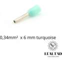 Adereindhuls 0,34 mm² x 6 mm turquoise 100 stuks | Adereindhulzen | Ferrule | Draadhuls | Eindverbinder