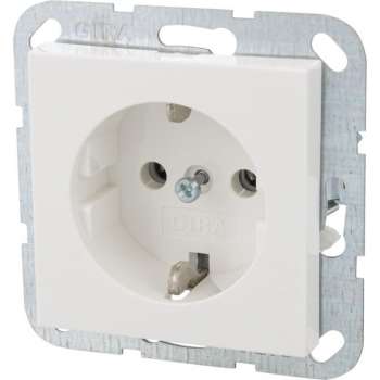 Gira SY55 Inbouw Stopcontact met Randaarde - 1-voudig - Polarwit