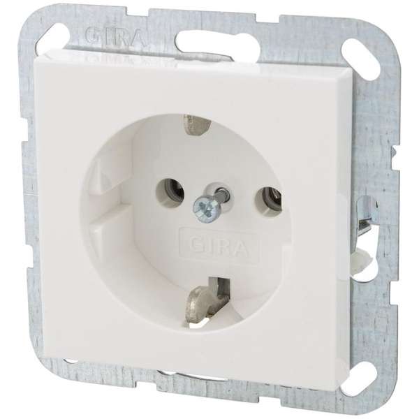 Gira SY55 Inbouw Stopcontact met Randaarde - 1-voudig - Polarwit