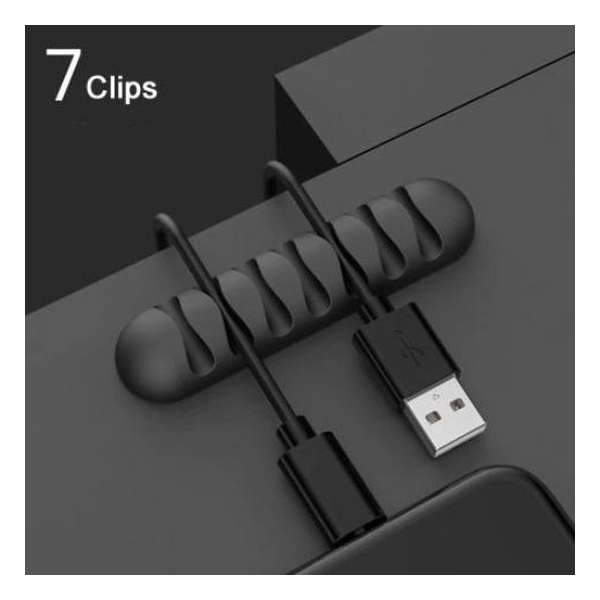 Kabelhouder Zelfklevend - Kabelclip - Bureau Organizor - Kabelklem - Kabelbinder - Zwart - Clip voor 7 Kabels