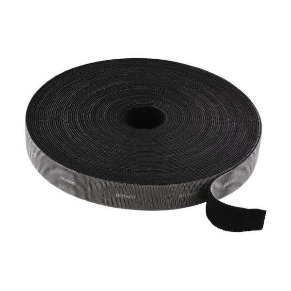 DELTACO CM2005S Klittenband op rol - Kabelbinders - Breedte 20mm - 5 meter - Zwart