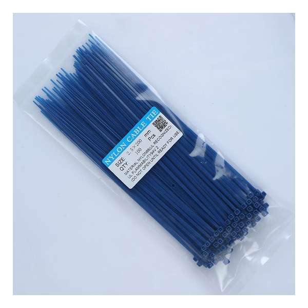 100x Tiewrap 200mm Blauw