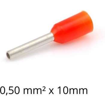 Adereindhuls 0,50 mm² x 10 mm oranje 100 stuks | Ferrule | Draadhuls | Adereindhulzen | Eindverbinder