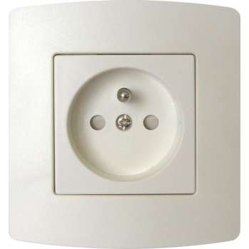 Tweepolige stopcontact + Aarding - 16A - 230V - Baby Safe - RAL9016 - Inbouw