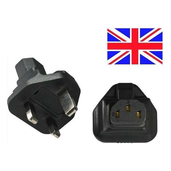 DINIC Stroom adapter C13 (v) - Britse (type G) stekker (m) / zwart