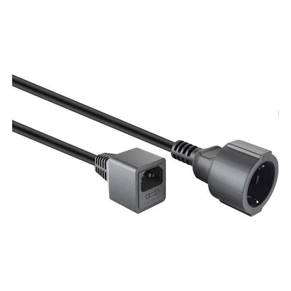 Goobay UPS stroomkabel met rechte C14 plug en rechte CEE 7/3 stekker - 3x 1,00mm / zwart - 1,5 meter