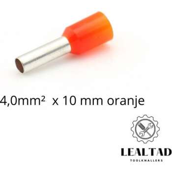 Adereindhuls 4,0 mm² x 10 mm oranje 100 stuks | Ferrule | Draadhuls | Adereindhulzen | Eindverbinder