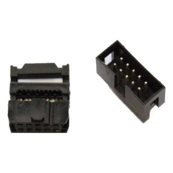 IDC set connector voor flat cable 10 pins | Met trekonlasting | Rastermaat: 2.54 mm | Totaal aantal polen: 10 | Aantal rijen: 2