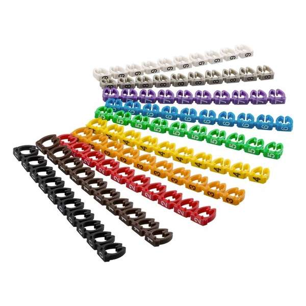 Kabel Markeringen Cijfers - 1,5 tot 2,5mm - 100 stuks - Diverse kleuren