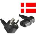 DINIC Apparaatsnoer met haakse C13 plug en haakse type K stekker (Denemarken) - 3x 0,75mm / zwart - 1,8 meter