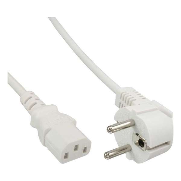 Cablexpert Apparaatsnoer met rechte C13 plug en haakse stekker - 3x 0,75mm / wit - 1,8 meter