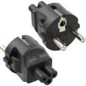 DINIC Stroom adapter C5 (v) - Schuko CEE 7/7 (m) / zwart