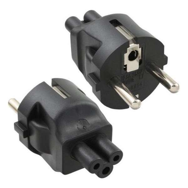 DINIC Stroom adapter C5 (v) - Schuko CEE 7/7 (m) / zwart