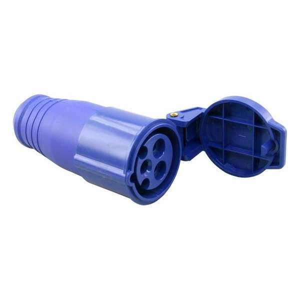 Q-Link CEE 3-pins 16A camping stroomstekker (v) / blauw