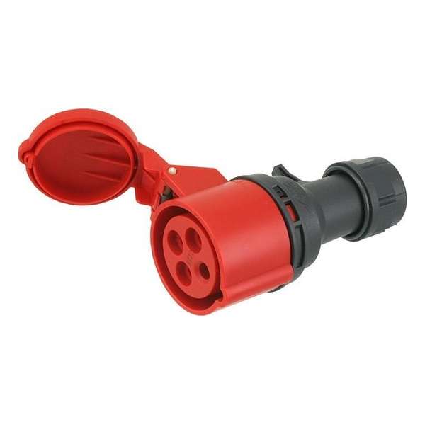 CEE contra stekker 400V 4 polig 32A met label rood K42S30