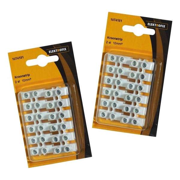 Elektrofix kroonstrip / kroonstenen tot 10 mm² | 4 strips van 6 stuks | wit