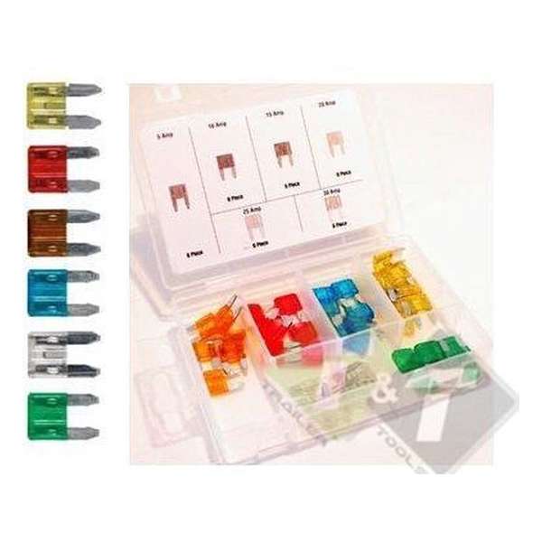 Steekzekering mini blade assortiment, 40 delig, 5, 10, 15, 20, 25, 30 Ampere