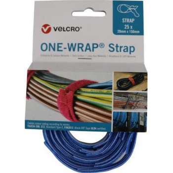 Velcro® ONE-WRAP® klittenband kabelbinder 20mm x 150mm Blauw