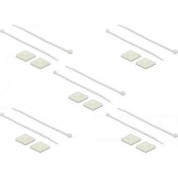 DeLOCK Tie-wraps 200 x 4,8mm (10 stuks) met zelfklevende houders (10 stuks) / transparant