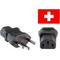 DINIC Stroom adapter C13 (v) - Zwitserse (type J) stekker (m) / zwart