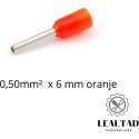 Adereindhuls 0,50 mm² x 6 mm oranje 100 stuks | Ferrule | Draadhuls | Adereindhulzen | Eindverbinder