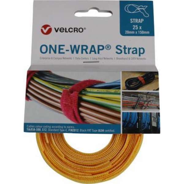 Velcro® ONE-WRAP® klittenband kabelbinder 20mm x 150mm Geel