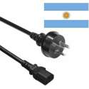 EECONN Apparaatsnoer met rechte C13 plug en rechte type I stekker (Argentinië) - 3x 1,00mm / zwart - 2,5 meter