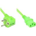 EECONN Apparaatsnoer met rechte C13 plug en haakse stekker - 3x 0,75mm / groen - 1,8 meter