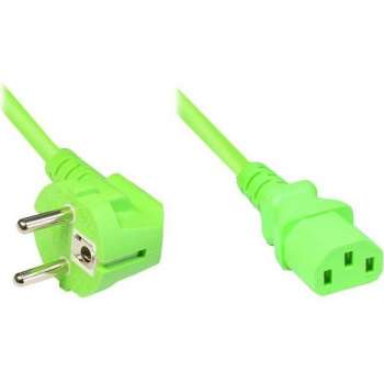 EECONN Apparaatsnoer met rechte C13 plug en haakse stekker - 3x 0,75mm / groen - 1,8 meter