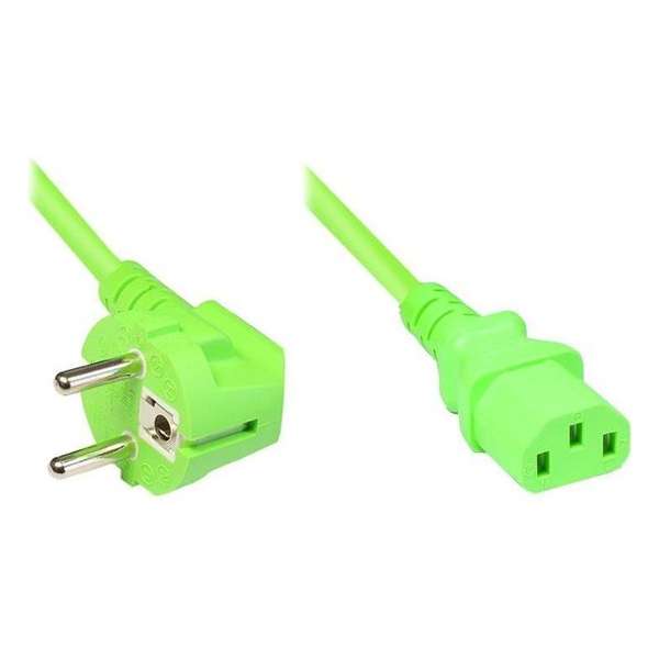 EECONN Apparaatsnoer met rechte C13 plug en haakse stekker - 3x 0,75mm / groen - 1,8 meter