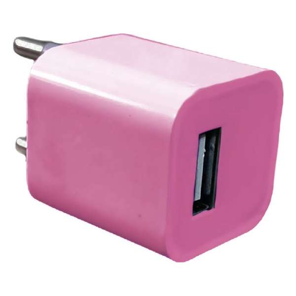 Universeel - USB adapter - USB stekker - USB lader - Blokje - Roze