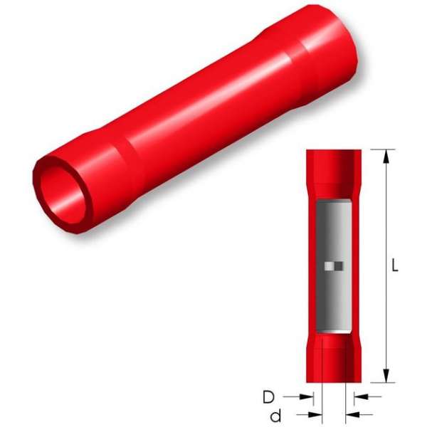 PVC doorverbinder Rood 5st - Kabelschoen - AMP connector