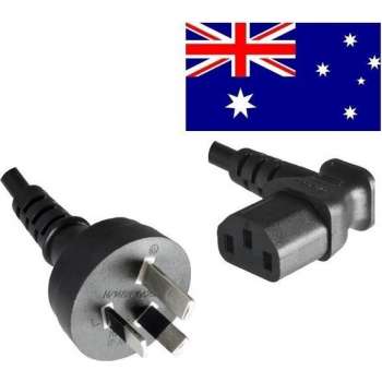 Good Connections Apparaatsnoer met haakse C13 plug en rechte type I stekker (Australië) - 3x 0,75mm / zwart - 1,8 meter