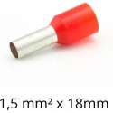 Adereindhuls 1,50 mm² x 18 mm rood 100 stuks | Ferrule | Draadhuls | Adereindhulzen | Eindverbinder