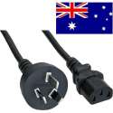 InLine Apparaatsnoer met rechte C13 plug en rechte type I stekker (Australië) - 3x 0,75mm / zwart - 0,50 meter