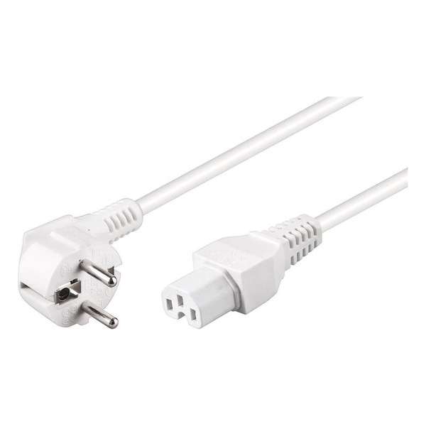 Good Connections Apparaatsnoer met rechte C15 plug en haakse stekker - 3x 0,75mm / wit - 2 meter