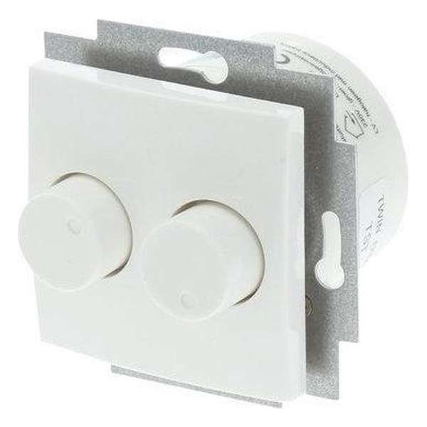 Inbouw Dimmer Duo - Geschikt voor Berker S1 - Tot 2 x 150W - Universeel - Polarwit