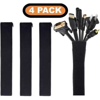 Kabel Organiser Set 4X - Kabelgoot - Kabel Management - Kabelhouder - voor Bureau en TV - Kabelbeschermer - Kabelbrug - Zwart