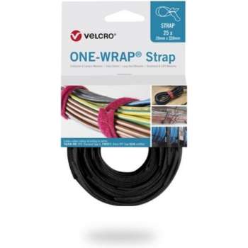 Velcro One-Wrap klittenband kabelbinders 330 x 12mm / zwart (25 stuks)