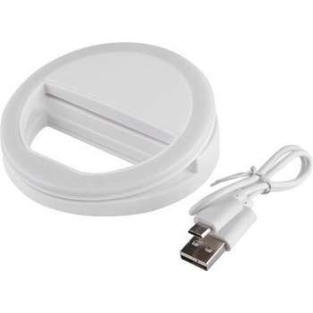 Selfie lamp voor op uw mobiele telefoon / LED Selfie Ring met USB laadkabel / Wit / HaverCo