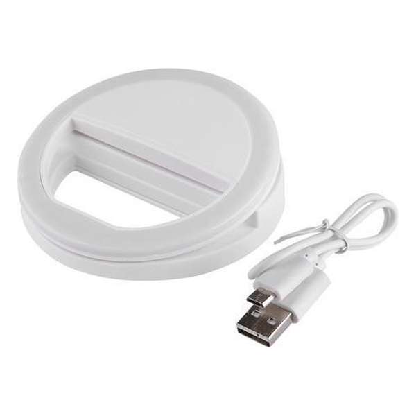 Selfie lamp voor op uw mobiele telefoon / LED Selfie Ring met USB laadkabel / Wit / HaverCo