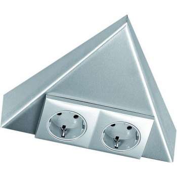 Hera Triangle dubbele contactdoos/stopcontact. Inox