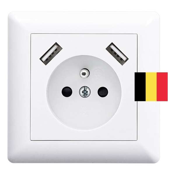 Homra Brock USB stopcontact | Inbouw wandcontactdoos | Wit | Penaarde (BELGIË)