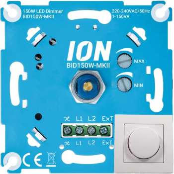 LED Dimmer Inbouw | Helderwitte Afdekplaat | 0.3-150 Watt