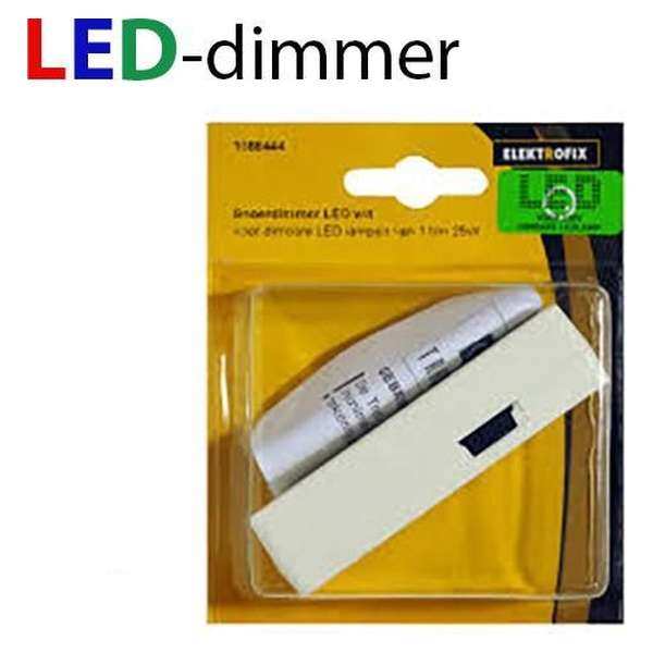 ELEKTROFIX 230V snoerdimmer voor dimbare LED-lampen 1-25W| WIT